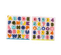 SUPVOX 2 Sets Wooden Educational Alphabet and Number for Letter Recognition Learning Montessori Style Handheld Board for Home School Teaching and Family Fun