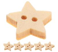 SUPVOX 200 Pieces Wooden Star Buttons 2 Holes Wooden Buttons for Sewing Scrapbooking DIY Crafts