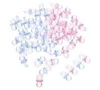SUPVOX 200PCS Acrylic Pacifier Charms Bulk, Pink and Blue Small Shower Beads for DIY Jewelry Making, Diaper Cake Decorations, and Announcement Crafts