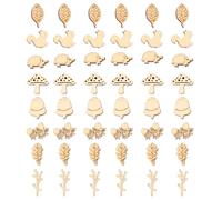 SUPVOX 200pcs DIY Wood Slices Craft Kit with Pinecones, Leaves, Squirrels, and Mushrooms, Unfinished Wooden Cartoon Pieces for Scrapbooking, Home Decor, and Autumn Craft Projects