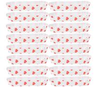 SUPVOX 200pcs Mini Boat-Shaped Greaseproof Paper Cake Cups Heat-Resistant Baking Liners White Heart Design for Wedding Muffins and Party Desserts