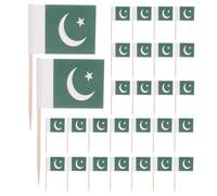 SUPVOX 200pcs Pakistan Cupcake Toppers Flags Small Mini Stick Flags Picks Party Decoration Celebration Cocktail Food Bar Cake Decoration