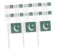 SUPVOX 200pcs Pakistan Cupcake Toppers Mini Stick Flags Food Picks for Party Celebration Cocktail Appetizer Hamburger Toothpick Decoration