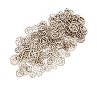 SUPVOX 200pcs Wood Gear Embellishments Wooden Gear Components Blank Craft Pieces Trendy Steampunk Vintage Khaki Wood Resistant to Breaking Enhancing Hands on Skills for Study Random Style
