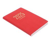 SUPVOX 2025 A7 Daily Planner Notebook Red Striped PU Leather Small Agenda Pocket Notepad for Work School Home Time Management and Appointment Scheduling