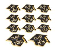 SUPVOX 2026 Graduation Cap Brooch Pins 12pcs Black Doctoral Hat Lapel Badge Set for Teachers Students Backpack Jewelry Graduation Party Favor