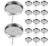 SUPVOX 20Pcs 10Mm Stainless Steel Earring Post Cups with Gemstone Bezel Trays for DIY Jewelry Making Blank Earring Settings and Accessories for Craft