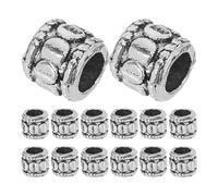 SUPVOX 20Pcs Alloy Large Hole Spacer Beads for Jewelry Making, Vintage Tibetan Style Silver Plated Metal Charms for Bracelets Necklaces DIY Craft Supplies