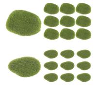 SUPVOX 20pcs Artificial Mossy Stones Set, Imitated Green Moss Decor with Two Sizes (4x5cm 3x5cm), Faux Moss Rock Props for Indoor Planter, Micro Landscape and Bonsai Decoration