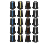 SUPVOX 20Pcs Bass Volume Rotary Knobs, Plastic Potentiometer Control Knobs with Half Shaft for Amplifier, Mixer and Dj Console Encoder Replacement, Black-White, Black-Blue, Black-Yellow,