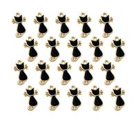 SUPVOX 20Pcs Black Alloy Cat Pendant Charms Set for Jewelry Making, DIY Earring and Necklace Accessories, Fashionable Craft Charms for Halloween and Everyday Use