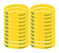 SUPVOX 20pcs Brazil Flag Silicone Wristband for Football and Party Use with Optimal Stretch and Lightweight Material, International Style Vibrant Country Flag Design for Teens and Adults