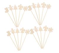 SUPVOX 20pcs Christmas Fairy Wand Craft Kit Unfinished Wooden Sticks Snowflake Xmas Tree Snowman Angel Tops for DIY Painting Favors