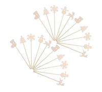 SUPVOX 20pcs Christmas Wooden Fairy Wands DIY Coloring Craft Kit for Star Princess Shapes with Holiday Motifs Wooden Princess Wand Sticks for Creative Family Party Favors and Decorations