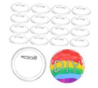 SUPVOX 20pcs Clear Acrylic Button Pin Badges Transparent Craft Buttons with Secure Pin Back for DIY Badge Making Sturdy Scratch Resistant Display for Personal and Business Use