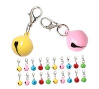 SUPVOX 20pcs Colorful Pet Bells for Dog Cat Collar DIY Craft Charms with Clips Keychain Pendant Metal Jingle Bells for Pet Accessories Decoration