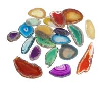 SUPVOX 20pcs Drilled Agate Slices with Holes Dyed Natural Agate Stones for DIY Jewelry and Wind Bell Film for Creative Crafting and Home Decor
