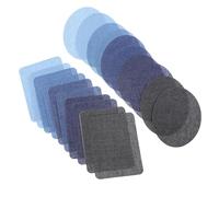 SUPVOX 20pcs Embroidered Denim Repair Patches with Backing Adhesive, Oval and Rectangle Jean Iron-on Fabric Appliques for Ripped Jeans, Clothing Hole Mending, DIY Sewing Craft