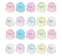 SUPVOX 20pcs Glow in The Dark Mini Ghost Charms DIY Craft Accessories Mixed Colors Micro Ghost Decorations for Jewelry Making and Phone Case Embellishments Random Color