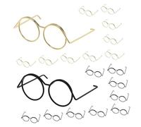 SUPVOX 20pcs Mini Metal Doll Glasses Props for Crafts Costume Eyeglasses in Gold Black Stylish Accessories for Doll Dress-up Photo Props DIY Craft Supplies