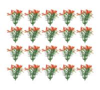 SUPVOX 20Pcs Miniature Doll House Plant Decor Set, 5Cm Orange-Red Plastic Bush Models for Dollhouse Accessories and Tiny Landscape Scenes