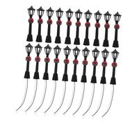 SUPVOX 20pcs Miniature LED Street Lamp Models with Wiring Safe Heat Lighting for Dollhouse and Micro Landscape DIY Crafts Realistic Black Post Lights with Floral Wreath Decorations