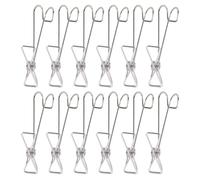 SUPVOX 20pcs Stainless Steel Large Multi-Functional Clothes Clips Hooks for Home Laundry, Strong Grip Sock and Clothing Hangers, No-Marking Clips for Bathroom and Kitchen Use