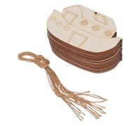 SUPVOX 20pcs Unfinished Wooden Boat Shape Cutouts for DIY Craft, Mini Boat Model Decorations with Ropes, Nautical Wood Hanging Ornaments for Ocean Theme Centerpiece and Handmade Art