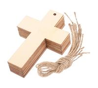 SUPVOX 20pcs Unfinished Wooden Cross Tags with Holes for DIY Craft Projects, Small Blank Wood Cross Cutouts for Wedding and Birthday Decorations, Wooden Crosses for Centerpieces and Home