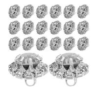 SUPVOX 20Pcs White Alloy Rhinestone Buttons for DIY Jewelry Making, Sparkly Hair Gems and Clothing Embellishments, Wedding Craft Accessories for Bridal Bouquets and Hair Clips