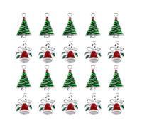 SUPVOX 20pcs Xmas Diy Pendants Alloy Dangle Crafting Accessories for Necklace Bracelet Ankle Making (christmas Tree And Bow Bell for Each 10pcs)