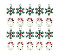 SUPVOX 20pcs Xmas Diy Pendants Alloy Dangle Crafting Accessories for Necklace Bracelet Ankle Making (snowflake And Wreath for Each 10pcs)