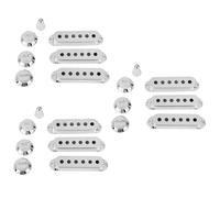 SUPVOX 21pcs Guitar Pickup Cover and Knobs Tip Set Chrome Single Coil Pickup Covers Volume Tone Knobs Selector Tip