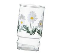 SUPVOX 230ml White Glass Daisy Pattern Cup with Smooth Surface and Stable Standing, Stylish Drinking Glass Suitable for Home and Party Use