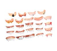 SUPVOX 24pcs Halloween Costume Dentures Premium PVC Fake Vampire Fangs and Zombie Teeth Props for Party Prank Cosplay Accessories