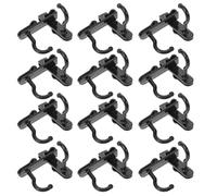 SUPVOX 24pcs Large Black Plastic Grid Wall Hooks for Household Utility Storage, Double Prong Grid Shelf Hanging Display Hooks for Garage, Kitchen, and Office Organization