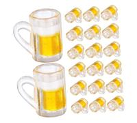 SUPVOX 24Pcs Miniature Beer Mugs Resin Dollhouse Accessories Yellow Tiny Pretend Play House Decor Micro Landscape Mini Cups for Doll Kitchen Set