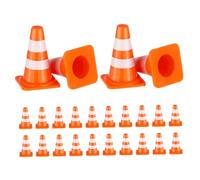 SUPVOX 24pcs Miniature Traffic Safety Cones for Orange Construction Cones with Realistic Road Signs and Barriers Educational Pretend Play for Dollhouse and Traffic Rules Learning