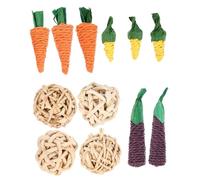 SUPVOX 24pcs Molar Chewing Toys for Pets Bunny Hamster and Guinea Pig Comfort Toys Natural Wood and Vegetable Shapes for Healthy Teeth Care