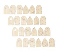 SUPVOX 24pcs Unfinished Mini Wooden Fairy Doors DIY Craft Kit Blank Dollhouse Wood Doors for Garden Fairy Ornaments Micro Landscape Miniature Set for Home Decoration