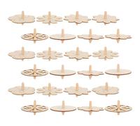 SUPVOX 24pcs Wooden Gyro Set for - Unpainted DIY Craft Tops with Four Leaf, Petal, and Nine-Point Designs - Natural Wood Material ’s Stress Relief and Educational Plaything