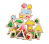 SUPVOX 24Pcs Wooden Kaleidoscopic Blocks Educational Stackable Building for Color and Shape Recognition Early Learning Gift