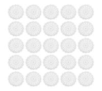 SUPVOX 25pcs Dollhouse Doilies - Round Hollow Miniature White Lace Tablecloths For Dollhouse Dining Table - Mini Crochet Openwork Doilies Furniture Ornaments For Micro Scene