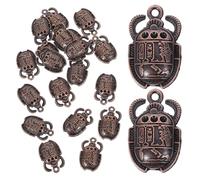 SUPVOX 25Pcs Egyptian Scarab Charms Set, Antique Red Copper Beetle Pendants for DIY Jewelry Making, Bracelet and Necklace Craft Accessories for Arts Crafts