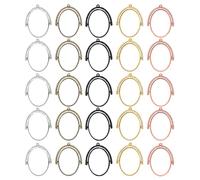 SUPVOX 25pcs Rotatable Oval Alloy Open Bezel Pendants Charms Set for DIY Jewelry Making with Resin, Mixed Colors Including Rose Gold, Antique Copper, White K, and Matte Black, Suitable