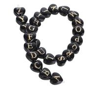 SUPVOX 26pcs 8mm Alphabet Initial Charm Beads with Love Heart Design, Black Glass Freshwater Shell Beads for DIY Bracelet Necklace Jewelry Making Supplies