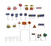 SUPVOX 28pcs DIY Traffic Sign Model for Road Signs and Traffic Light Models Educational Role Play Props Safe and Playset for Boys