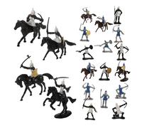 SUPVOX 28pcs Miniature Soldier Figurines Medieval Knight and Horse Models for Sand Table Lightweight Micro Landscaping Decor Mini People Figures for Realistic Scene Building