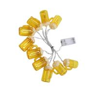 SUPVOX 2m 10 LED Beer Lights String Flexible Bendable Plastic Beer Mug Shaped Decorative Lights Yellow for Birthday Party and Balcony Indoor Use