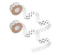 SUPVOX 2pcs 2.5cm White Polyester Polka Dot Wired Ribbon for DIY Hair Accessories and Party Decorations, 10 Yards Per Roll, Suitable for Floral Wreaths and Craft Embellishments